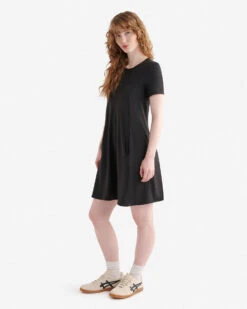 Renew Knit Short Sleeve Mini Dress -Roots Clothing 38130459 001 c